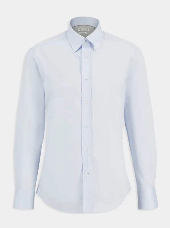 Light Blue Cotton Twill Slim Shirt sold by Fashion Clinic
