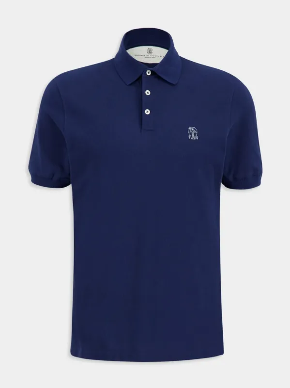 Blue Cotton Piqué Polo Shirt sold by Fashion Clinic