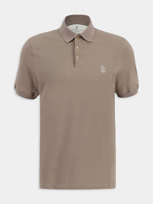 Brown Cotton Piqué Polo Shirt sold by Fashion Clinic