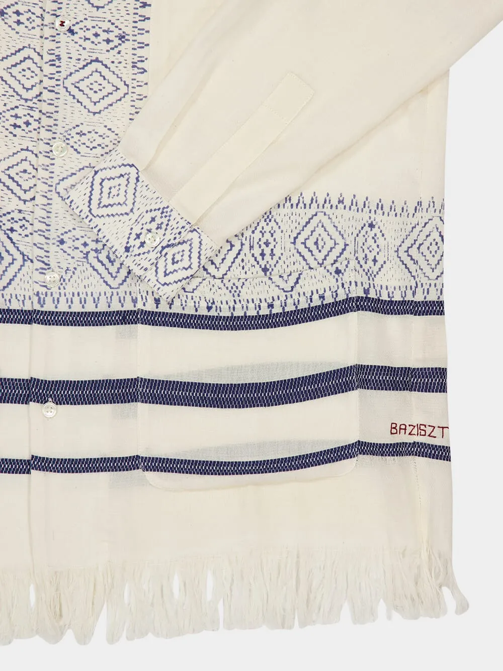 Off-White and Blue Talilo Embroidered Shirt sold by Fashion Clinic product image thumbnail 4