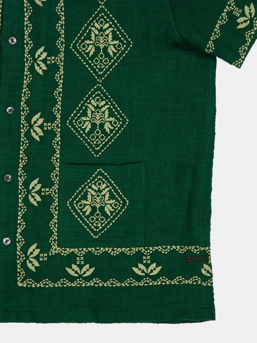 Emerald Green Mexican Embroidered Shirt sold by Fashion Clinic product image thumbnail 4