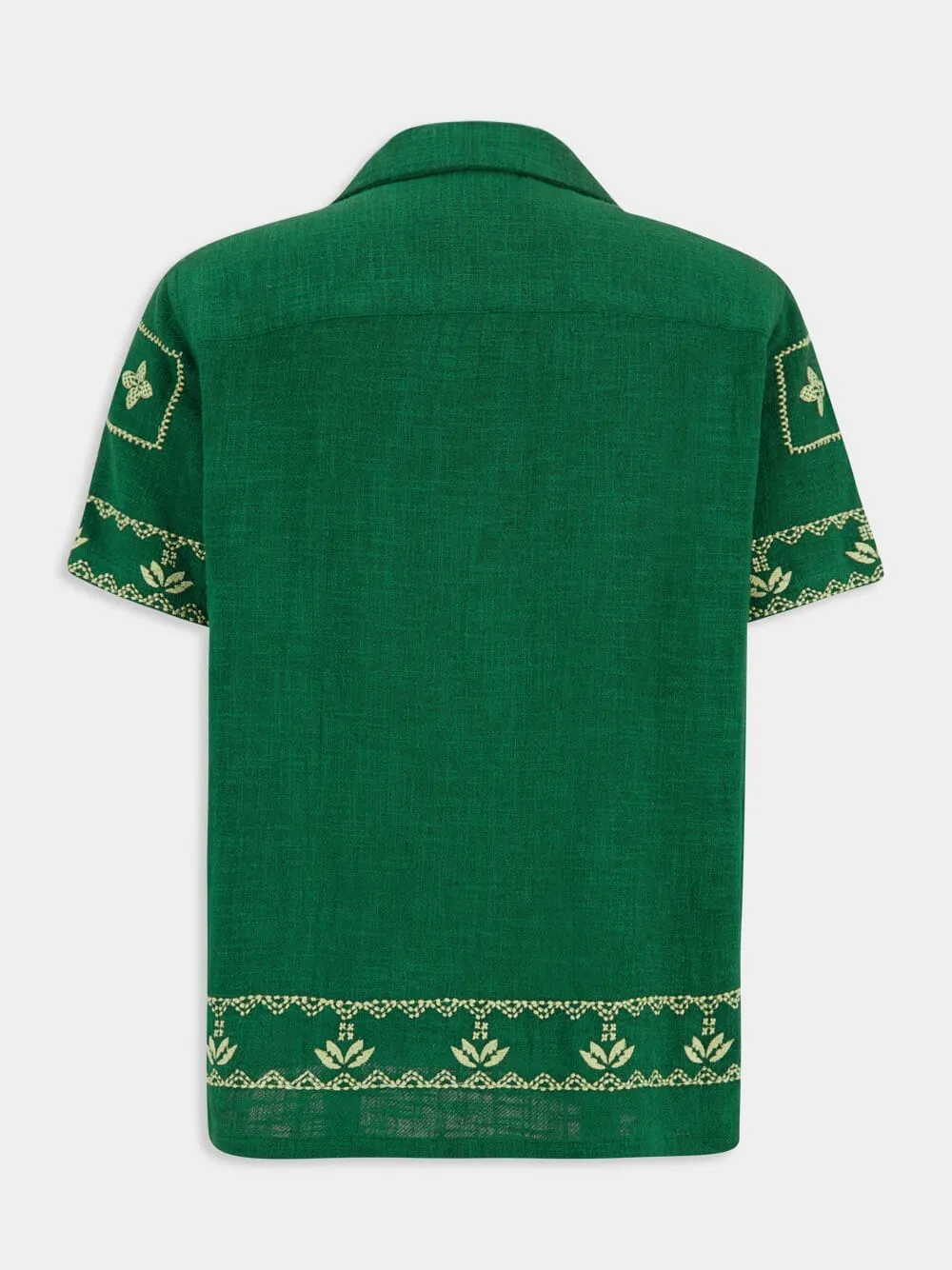 Emerald Green Mexican Embroidered Shirt sold by Fashion Clinic product image thumbnail 2