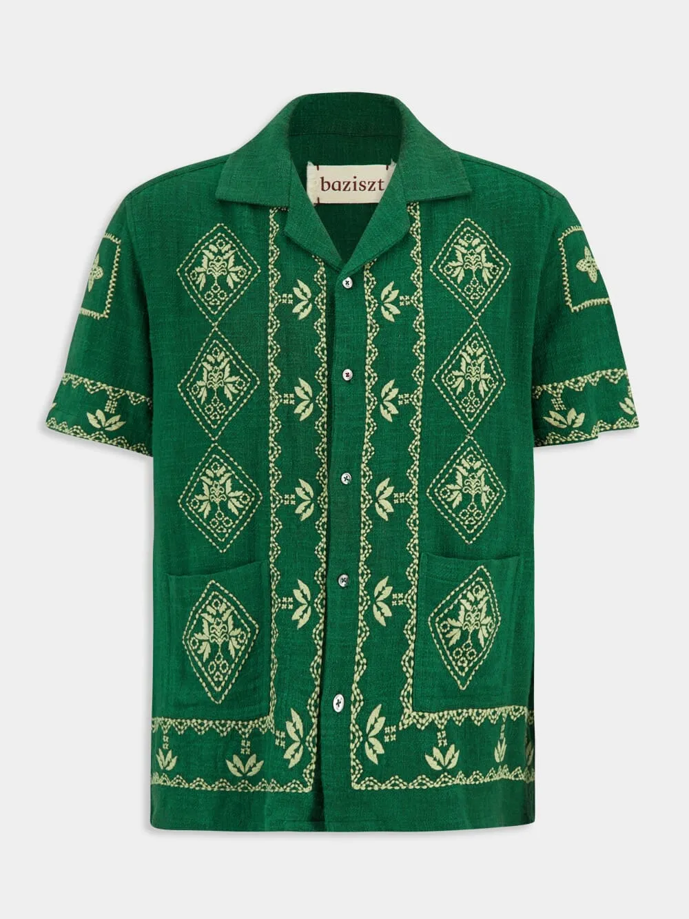 Emerald Green Mexican Embroidered Shirt sold by Fashion Clinic