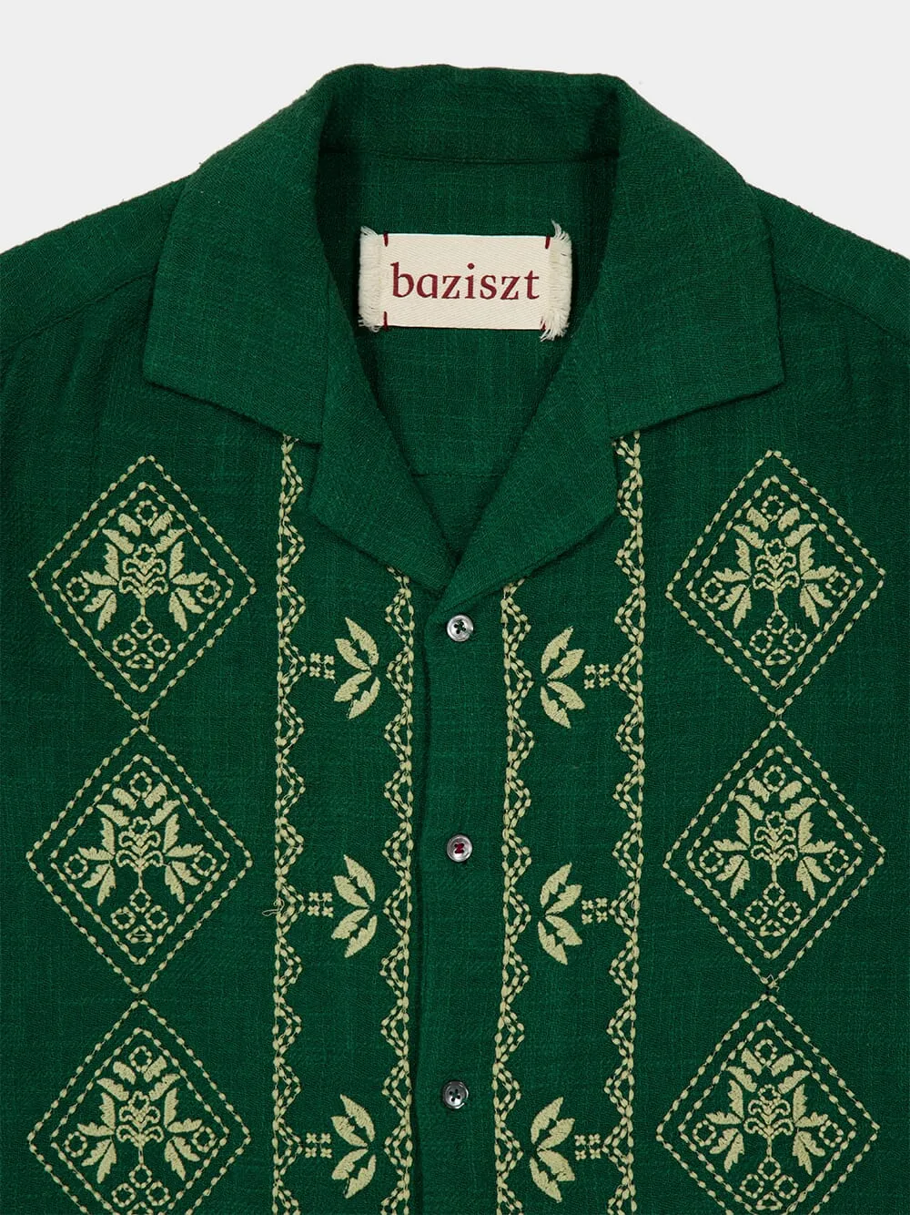 Emerald Green Mexican Embroidered Shirt sold by Fashion Clinic product image thumbnail 3
