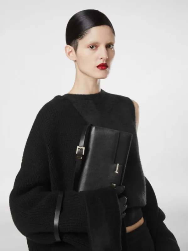 Black Supple Leather Aube Shoulder Bag sold by Fashion Clinic