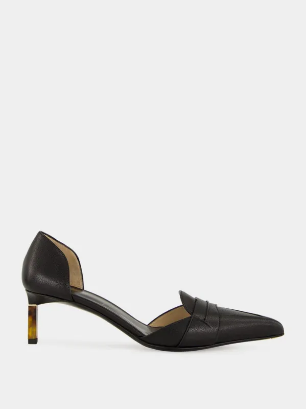 Black Supple Grain Leather D'Orsay Pumps sold by Fashion Clinic