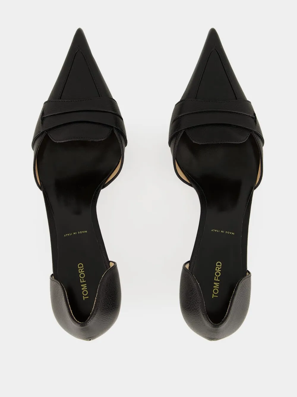 Black Supple Grain Leather D'Orsay Pumps sold by Fashion Clinic product image thumbnail 4