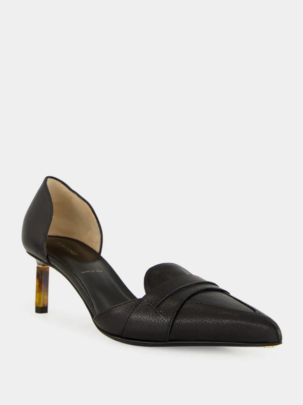 Black Supple Grain Leather D'Orsay Pumps sold by Fashion Clinic product image thumbnail 2