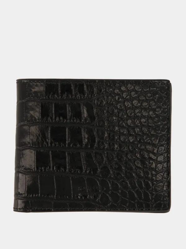 Black Crocodile Leather Wallet sold by Fashion Clinic