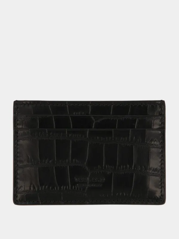 Black Crocodile Card Holder sold by Fashion Clinic