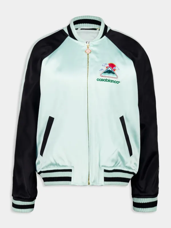 Mint Embroidered Satin Bomber Jacket sold by Fashion Clinic