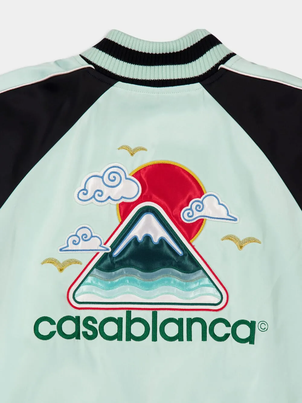 Mint Embroidered Satin Bomber Jacket sold by Fashion Clinic product image thumbnail 5