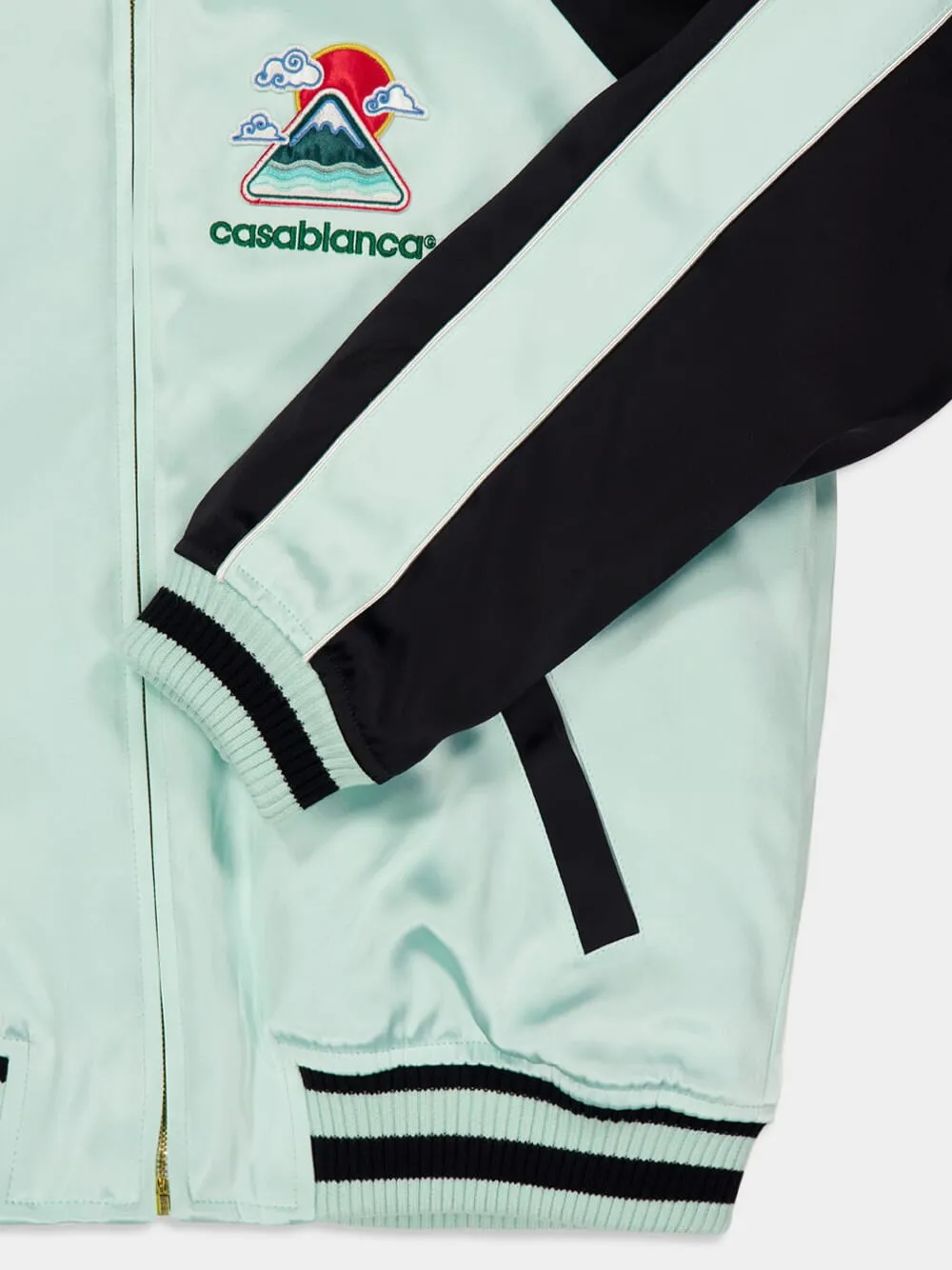 Mint Embroidered Satin Bomber Jacket sold by Fashion Clinic product image thumbnail 4