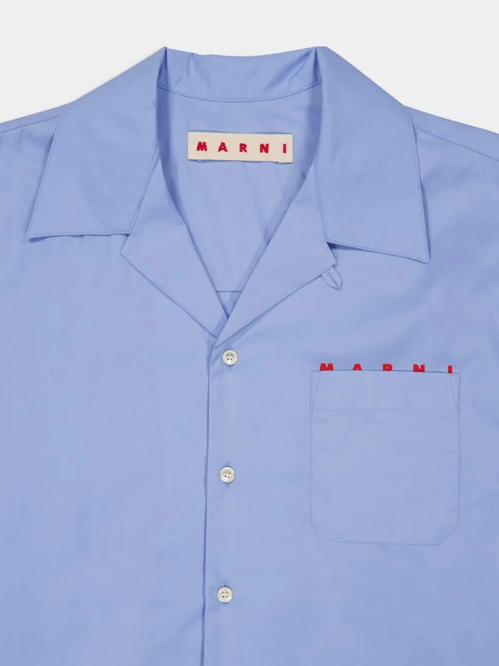 Iris Blue Organic Cotton Bowling Shirt sold by Fashion Clinic product image thumbnail 3