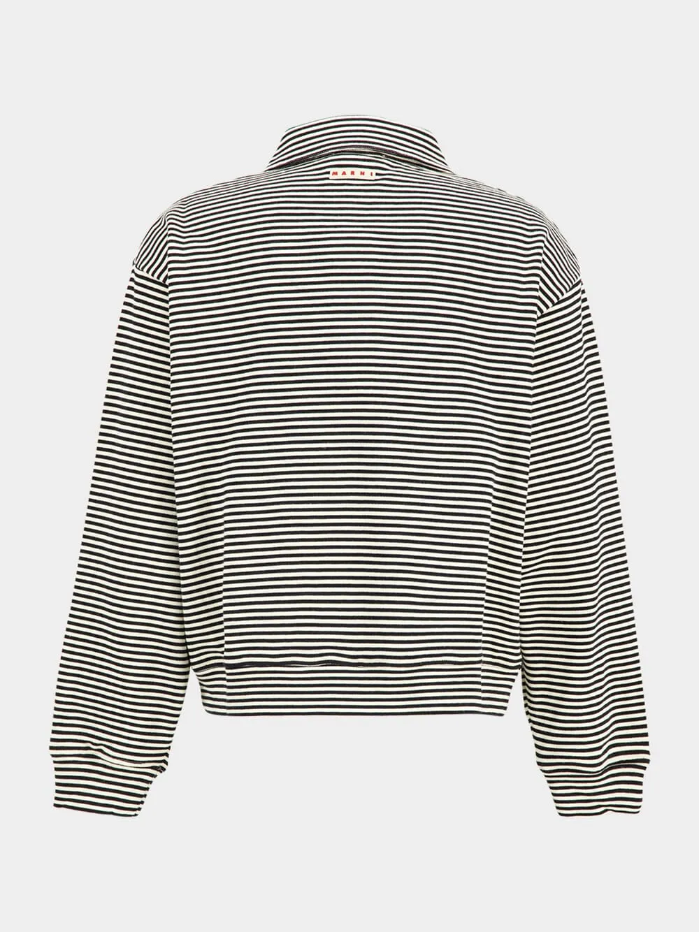 Black Striped Cotton Polo Sweatshirt sold by Fashion Clinic product image thumbnail 2