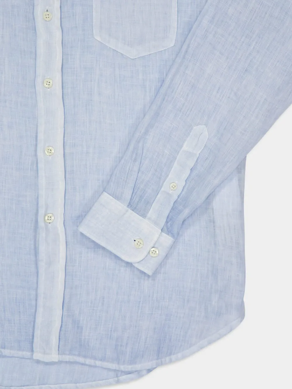 Sea Soft Blue Linen Shirt with Pocket sold by Fashion Clinic product image thumbnail 4
