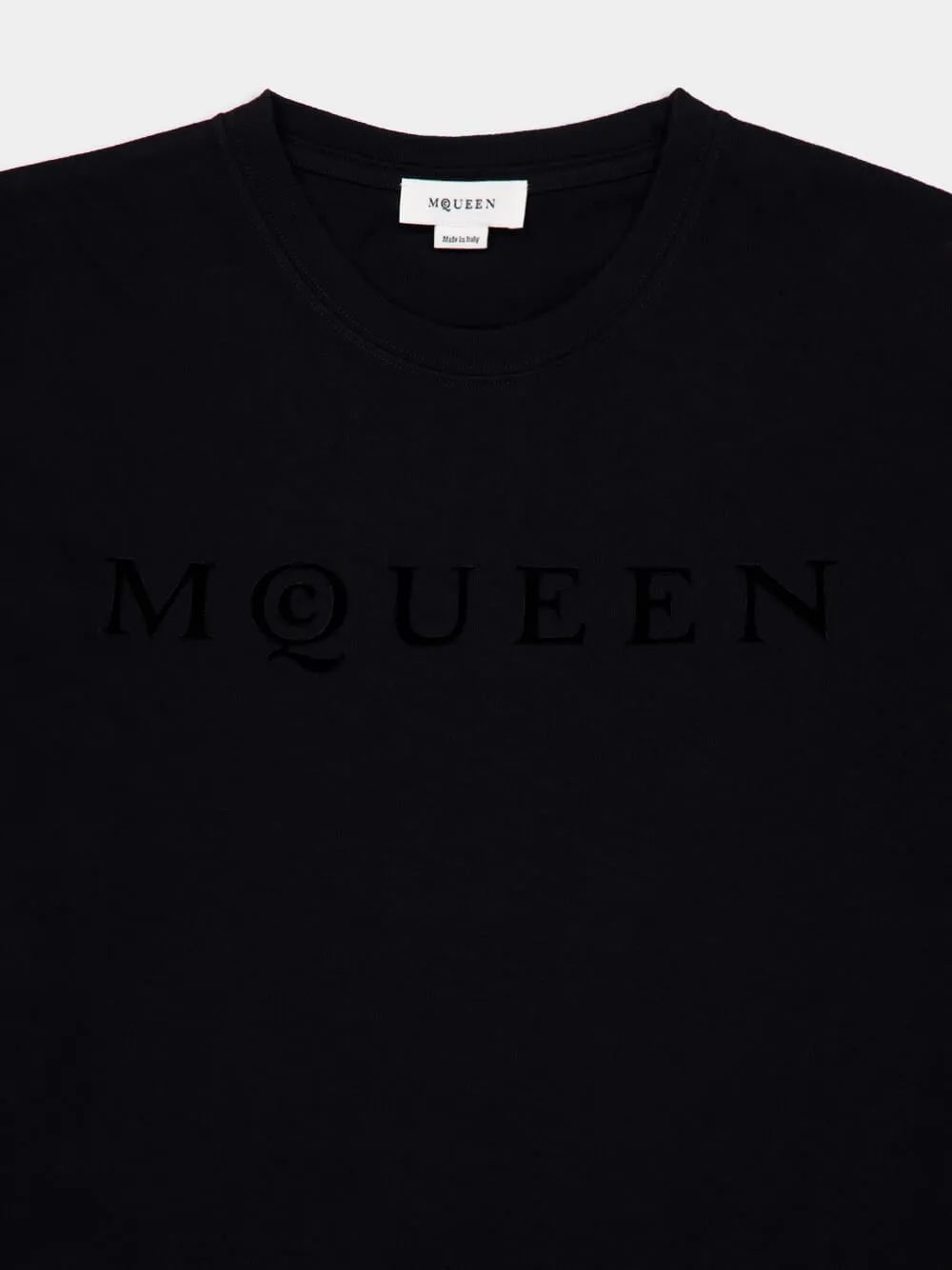 Black Flocked McQueen Logo T-Shirt sold by Fashion Clinic product image thumbnail 3
