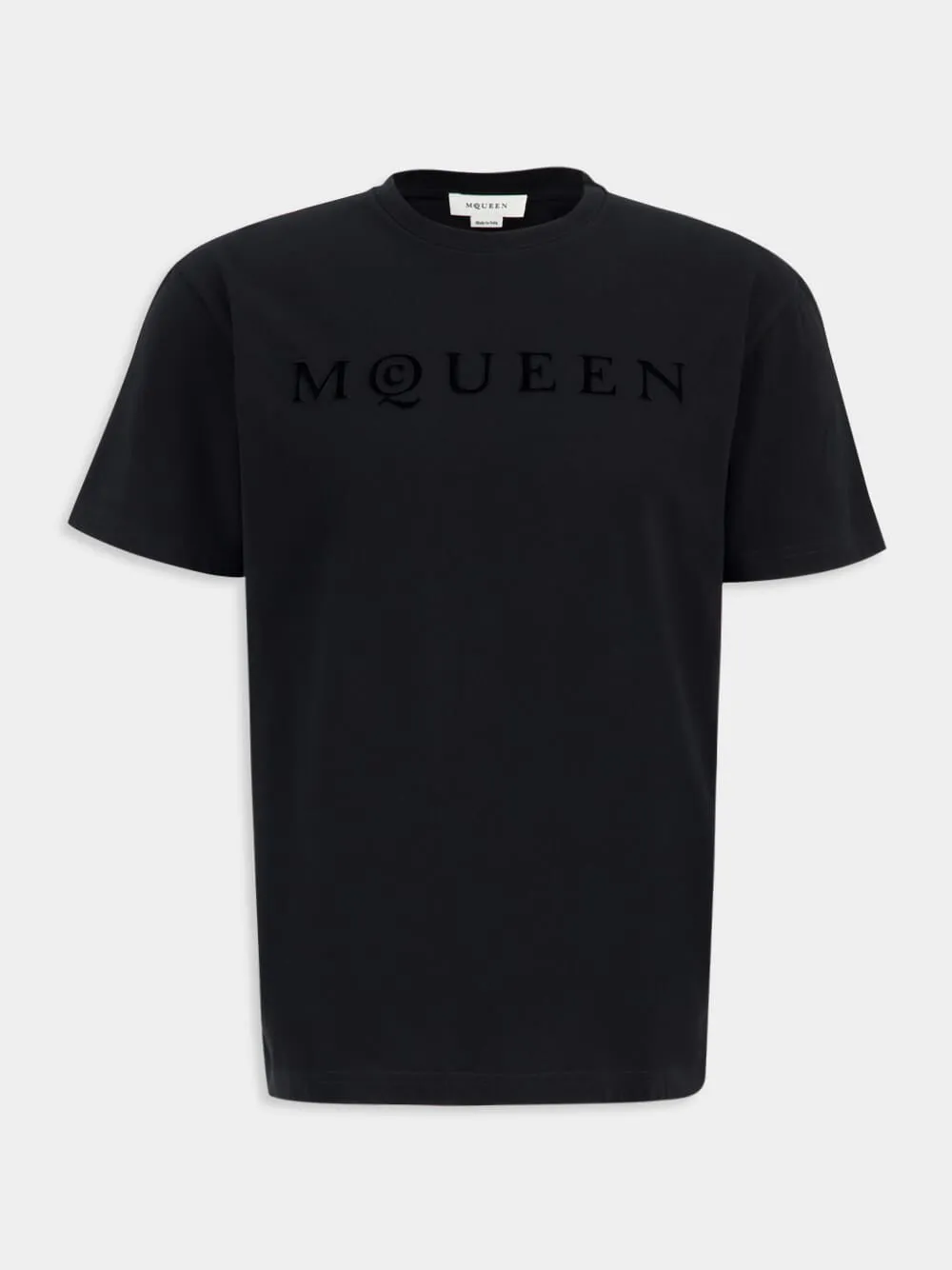 Black Flocked McQueen Logo T-Shirt sold by Fashion Clinic