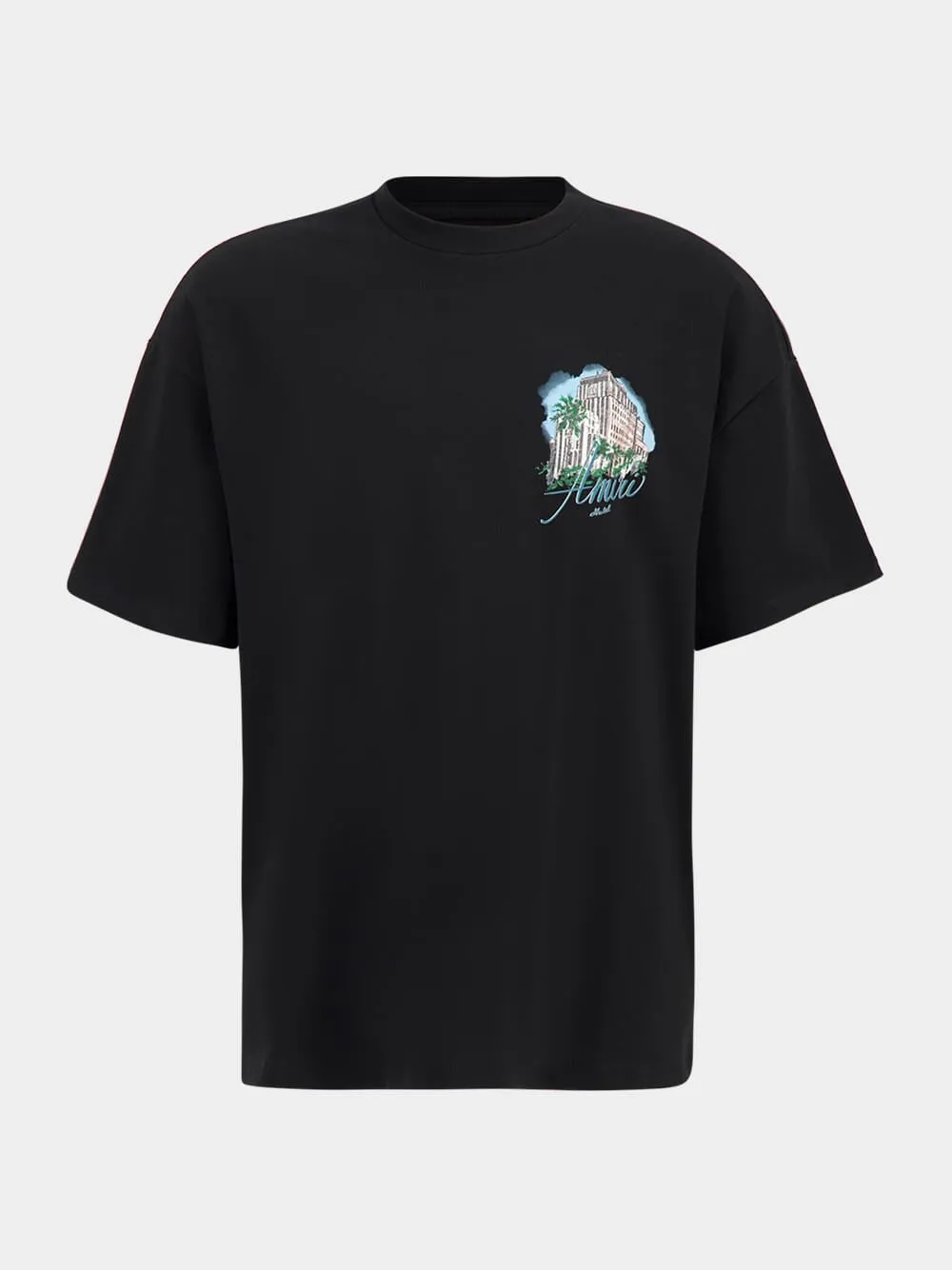 Black Oversized Hotel Print T-Shirt sold by Fashion Clinic