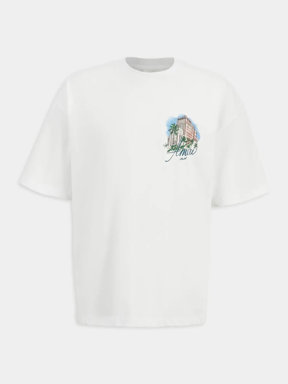 White Oversized Hotel Print T-Shirt sold by Fashion Clinic