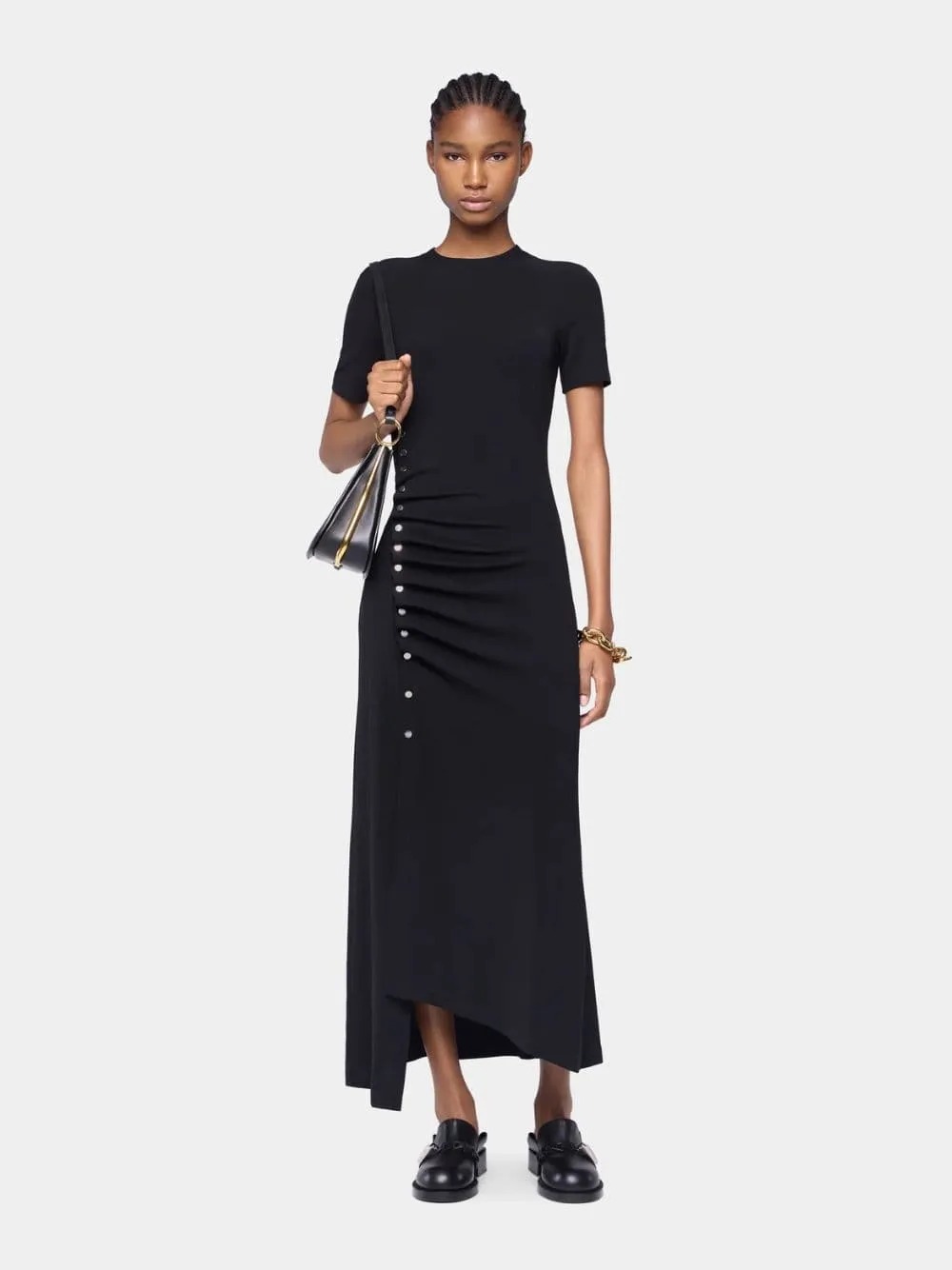 Black Draped Jersey Long Dress sold by Fashion Clinic product image thumbnail 2