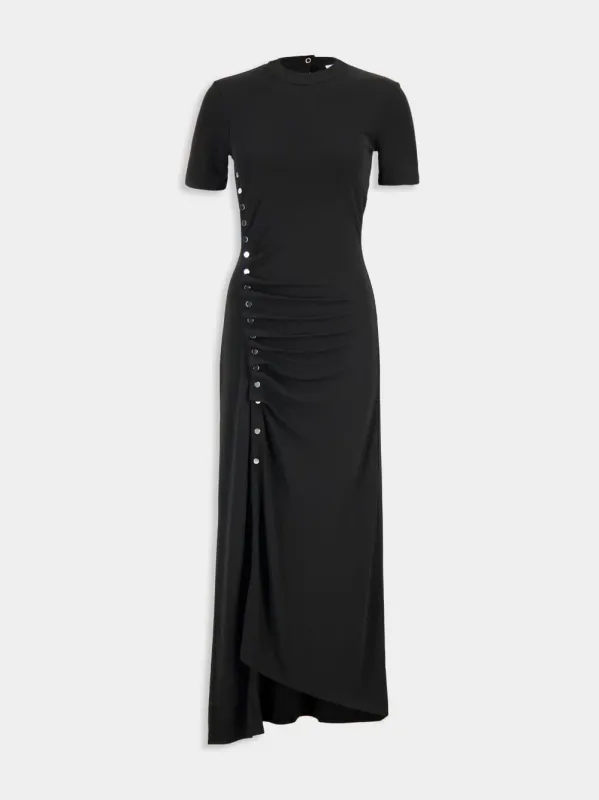 Black Draped Jersey Long Dress sold by Fashion Clinic