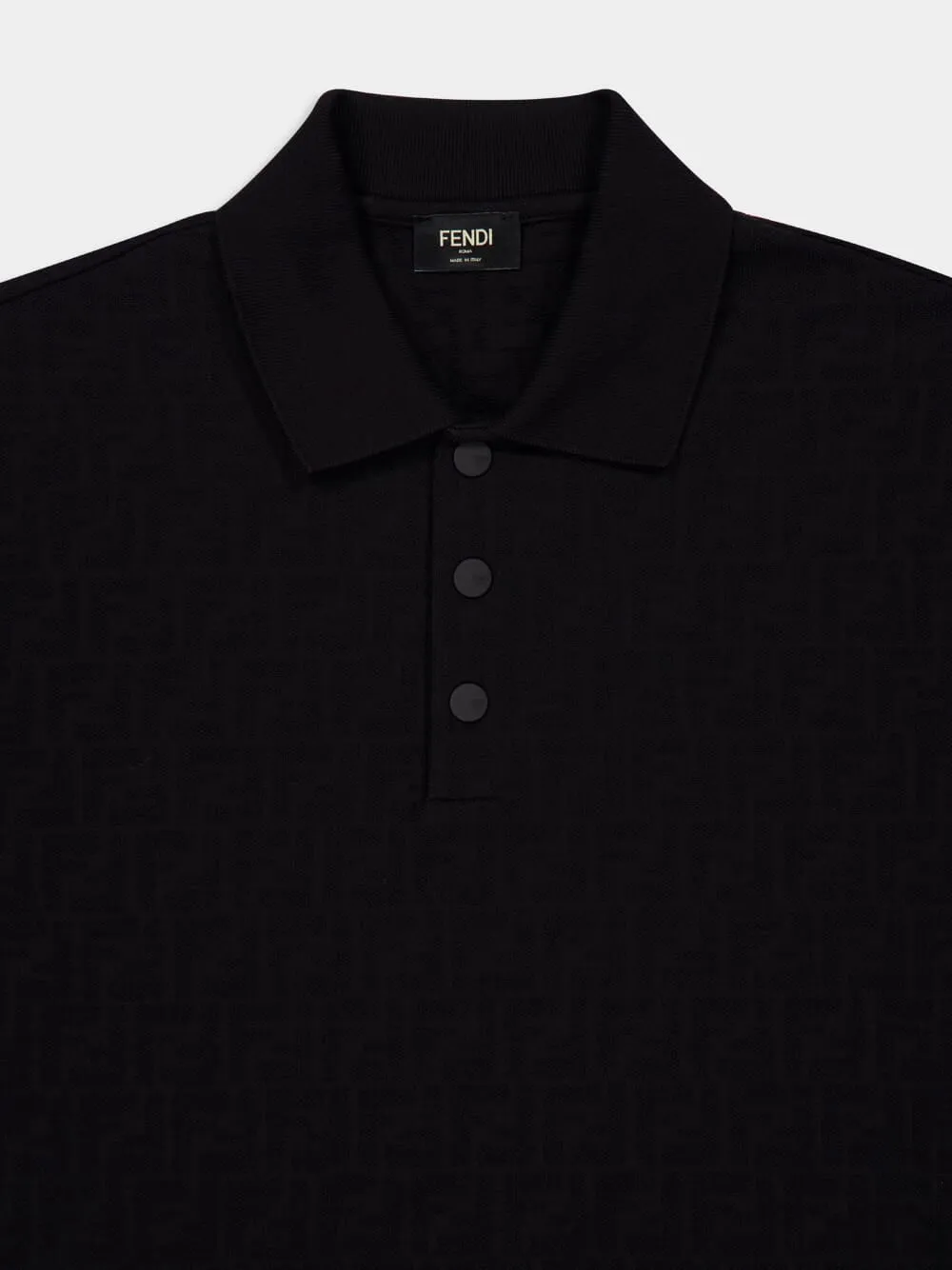 Black FF Jacquard Cotton Polo Shirt sold by Fashion Clinic product image thumbnail 3