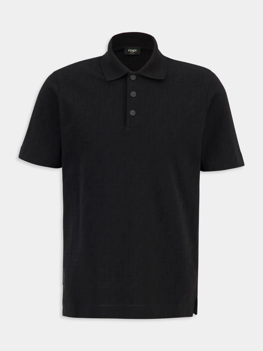 Black FF Jacquard Cotton Polo Shirt sold by Fashion Clinic