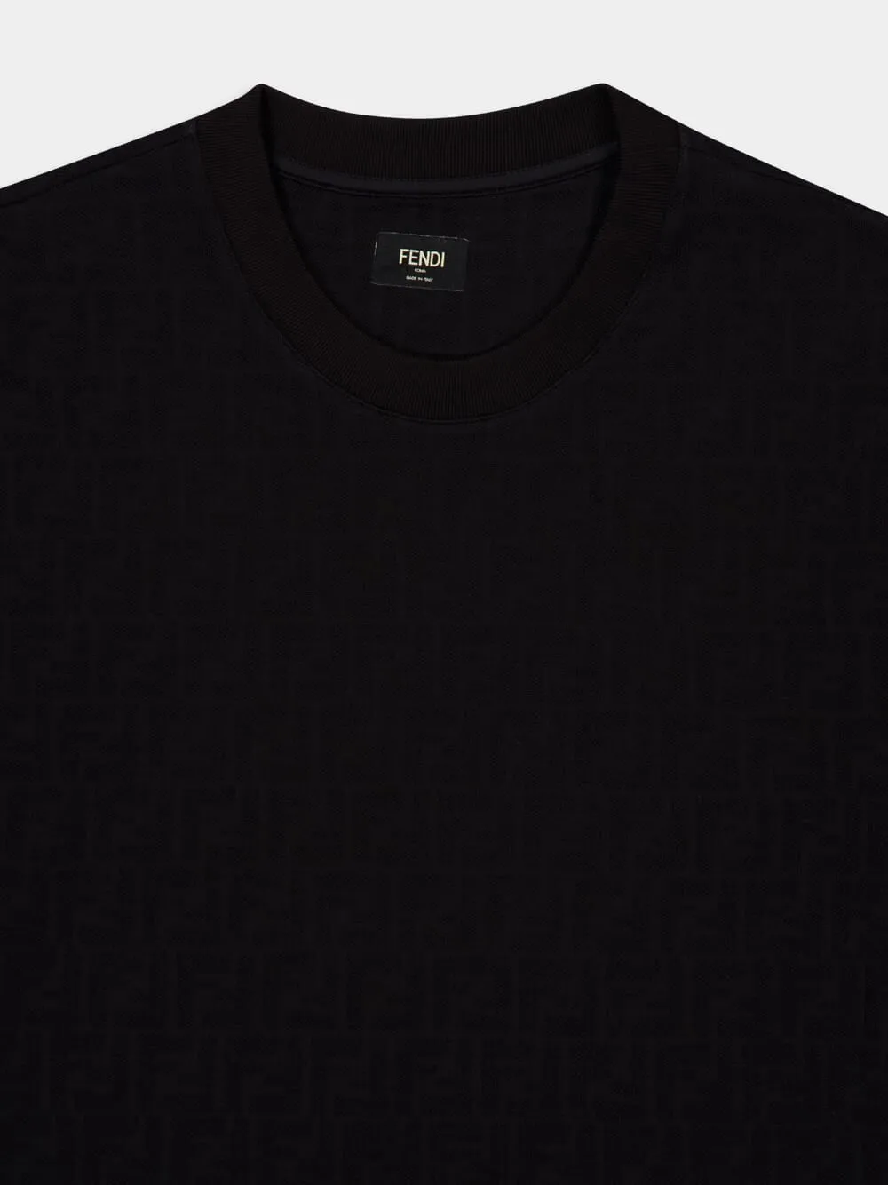 Black FF Jacquard Cotton T-Shirt sold by Fashion Clinic product image thumbnail 3