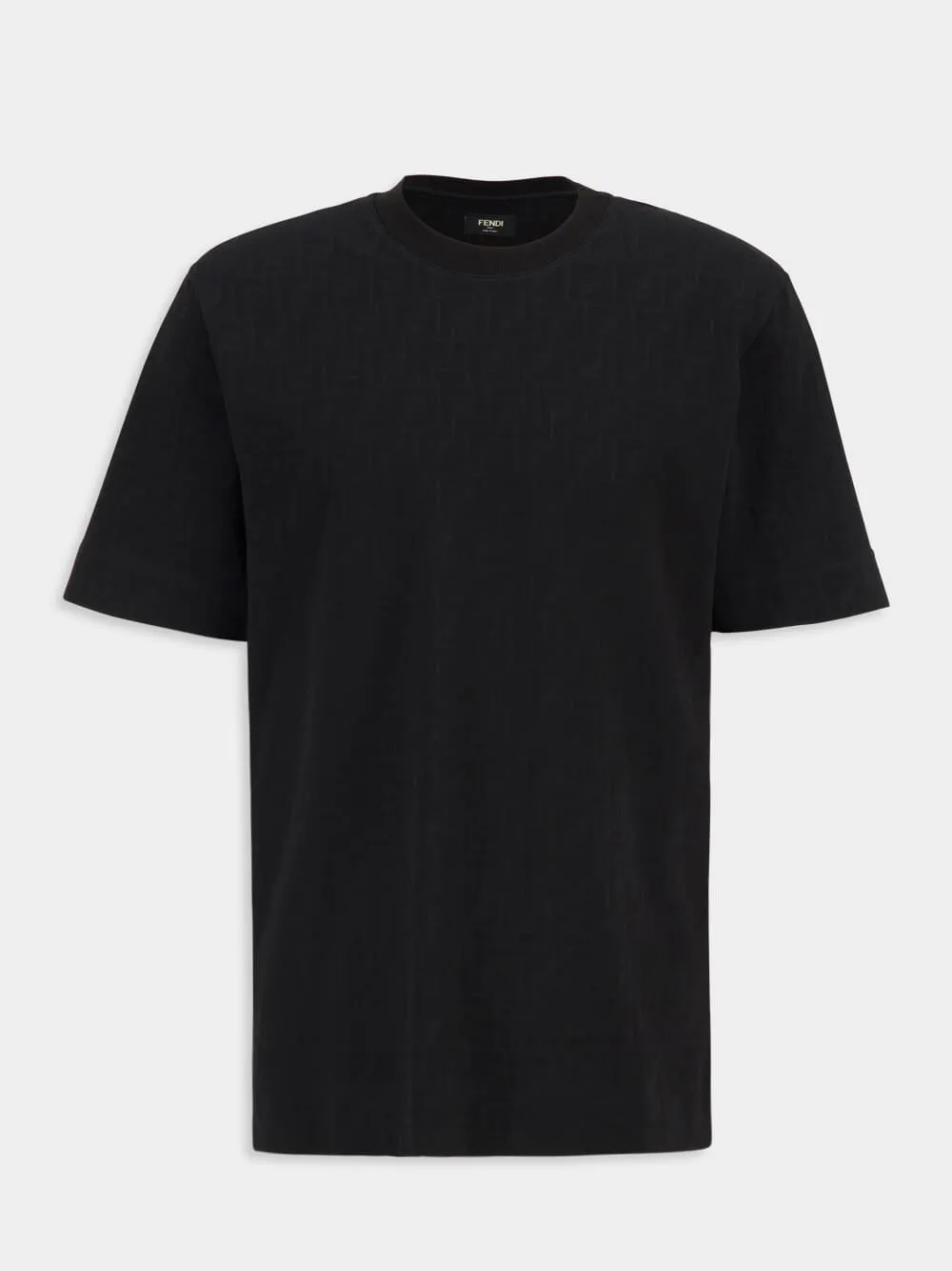 Black FF Jacquard Cotton T-Shirt sold by Fashion Clinic
