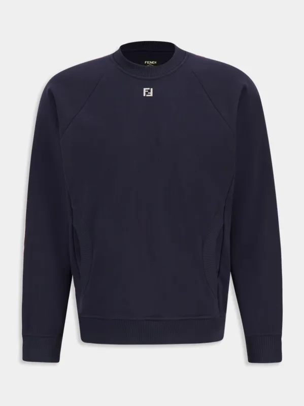Dark Blue Cotton FF Metal Logo Sweater sold by Fashion Clinic