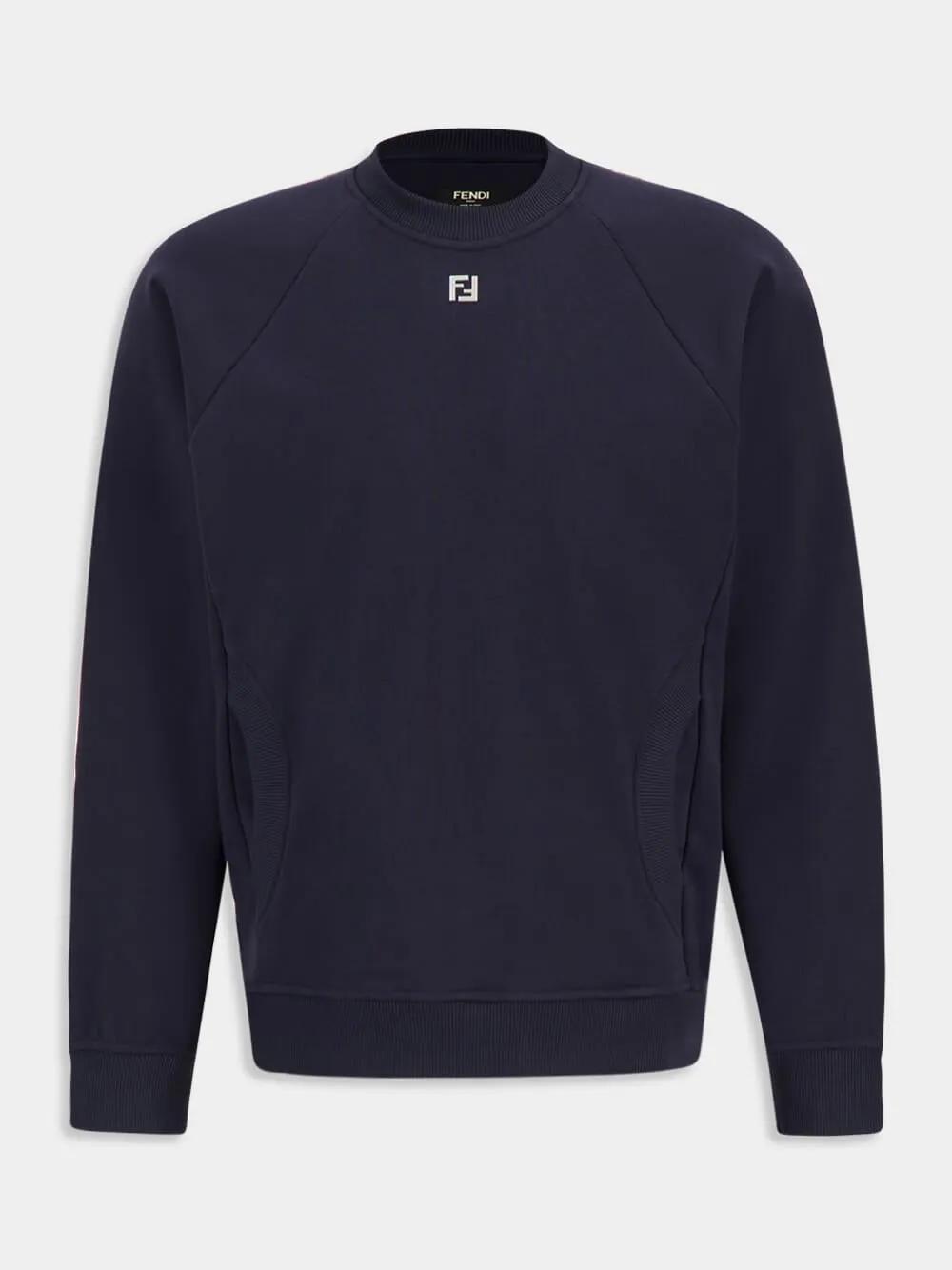 Dark Blue Cotton FF Metal Logo Sweater sold by Fashion Clinic