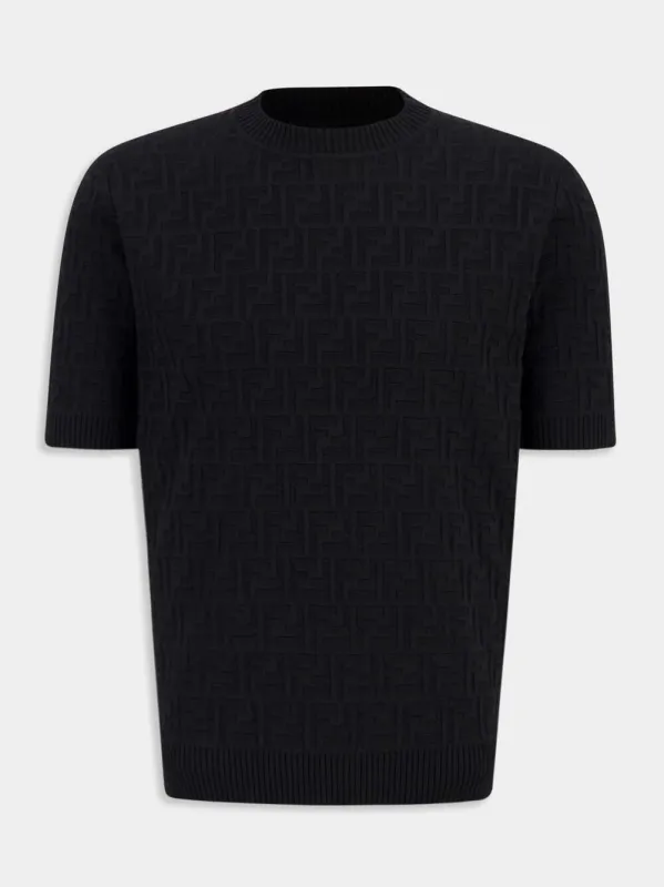 Black FF Cotton Short-Sleeve Pullover sold by Fashion Clinic