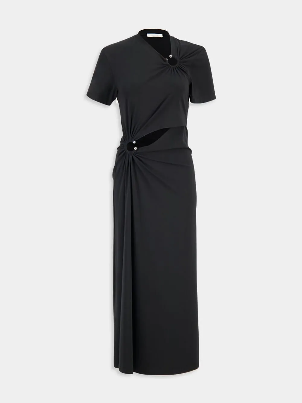 Black Cotton Jersey Piercing Long Dress sold by Fashion Clinic product image thumbnail 2