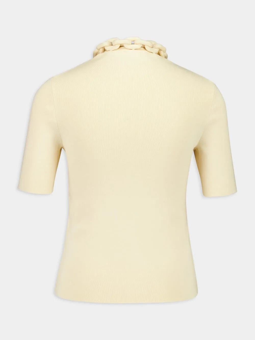 Cream Short-Sleeved Top with Chain Detail sold by Fashion Clinic product image thumbnail 2
