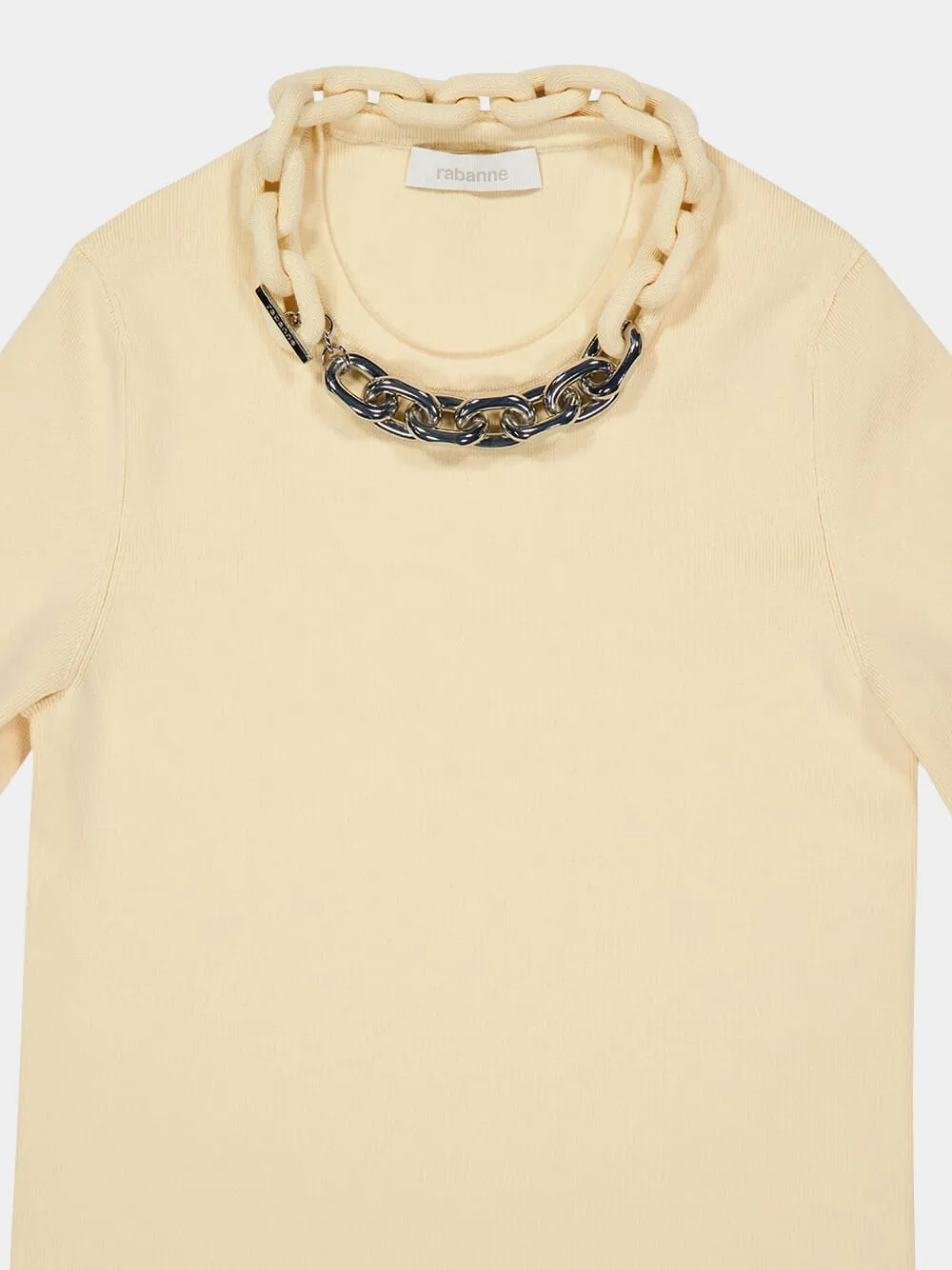 Cream Short-Sleeved Top with Chain Detail sold by Fashion Clinic product image thumbnail 3