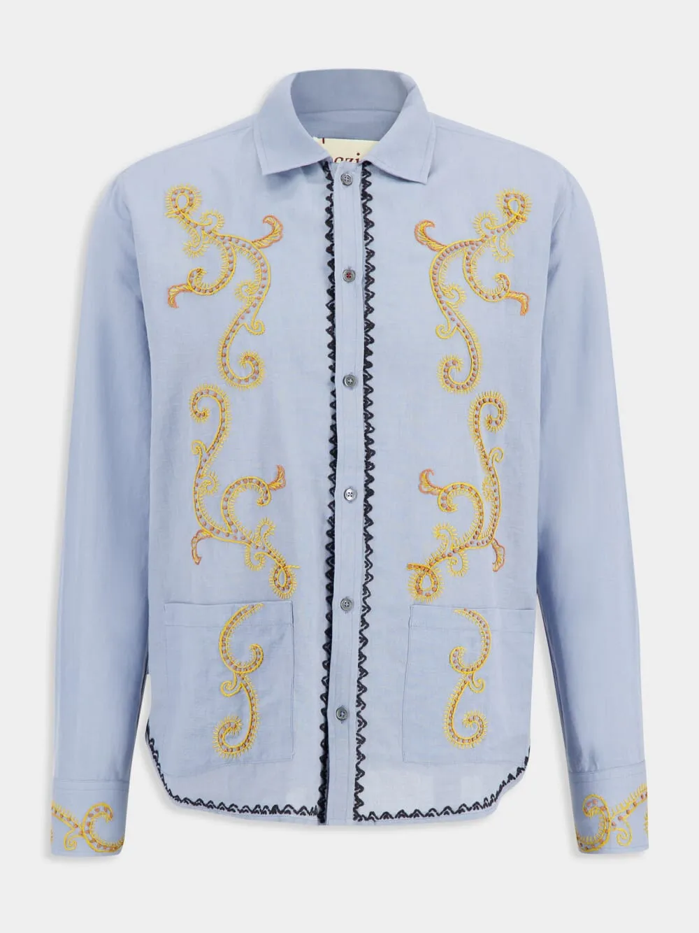 Lavender Blue Cotton Hemp Reverie Shirt sold by Fashion Clinic