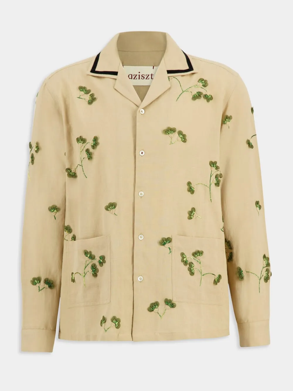 Beige Cotton Hemp Rust Shirt sold by Fashion Clinic