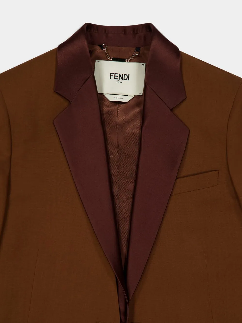 Brown Wool Mohair Blazer with Silk Lapels sold by Fashion Clinic product image thumbnail 3