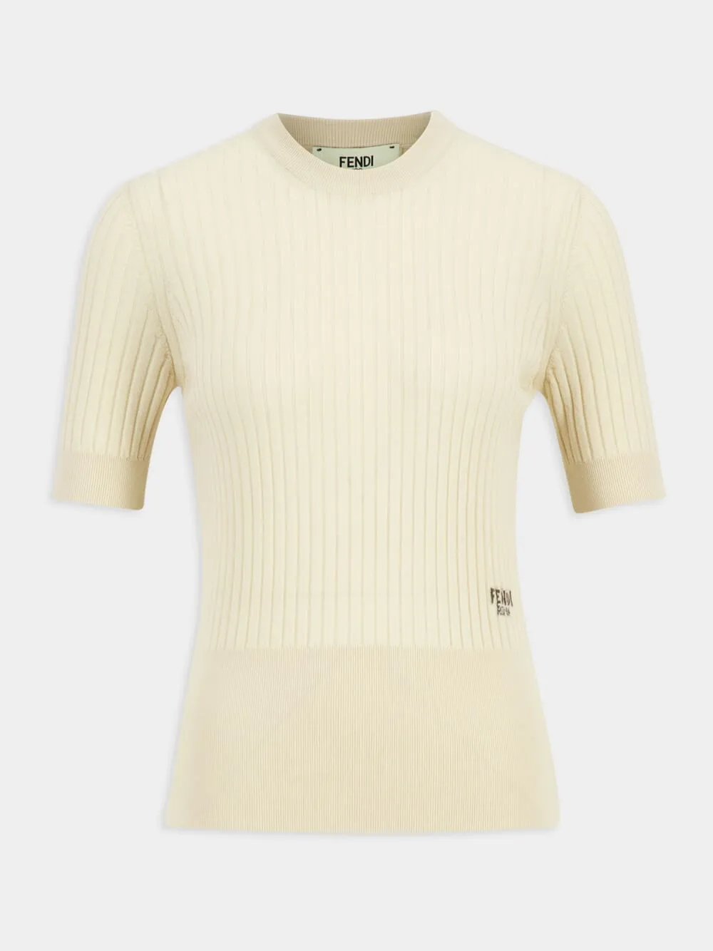 Beige Ribbed Wool Fitted Jumper sold by Fashion Clinic