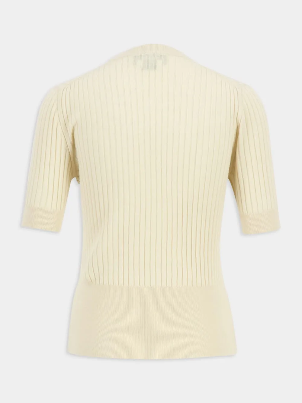 Beige Ribbed Wool Fitted Jumper sold by Fashion Clinic product image thumbnail 3
