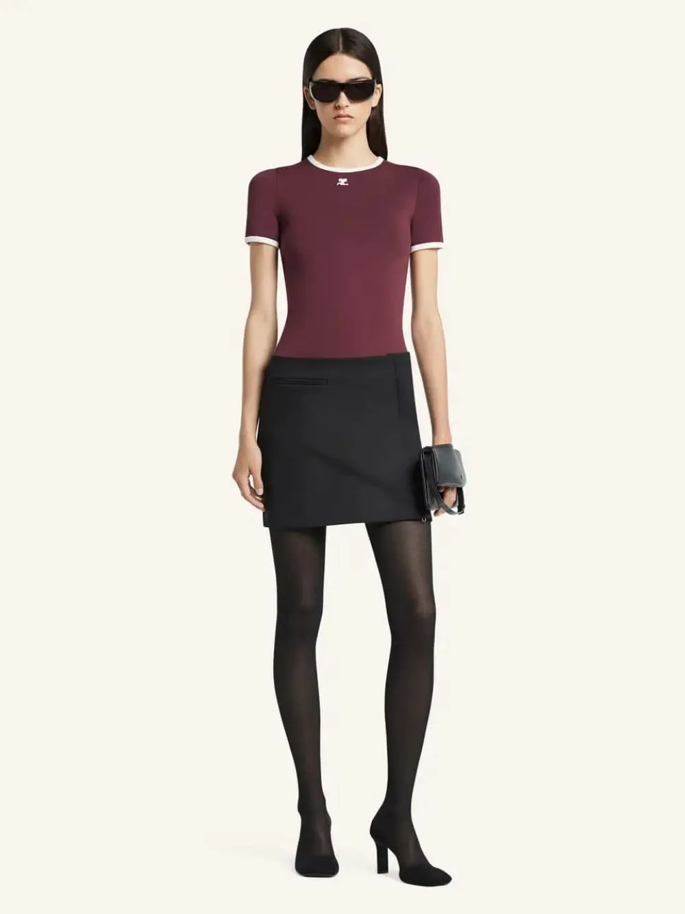 Burgundy and Heritage White Signature Contrast T-Shirt sold by Fashion Clinic