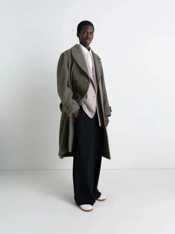 Dark Khaki Wool Alpaca Soft Coat sold by Fashion Clinic