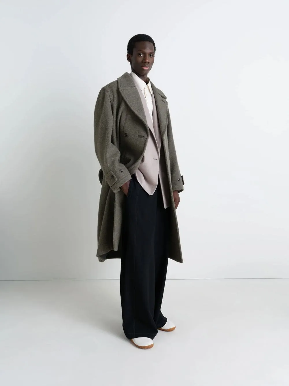 Dark Khaki Wool Alpaca Soft Coat sold by Fashion Clinic