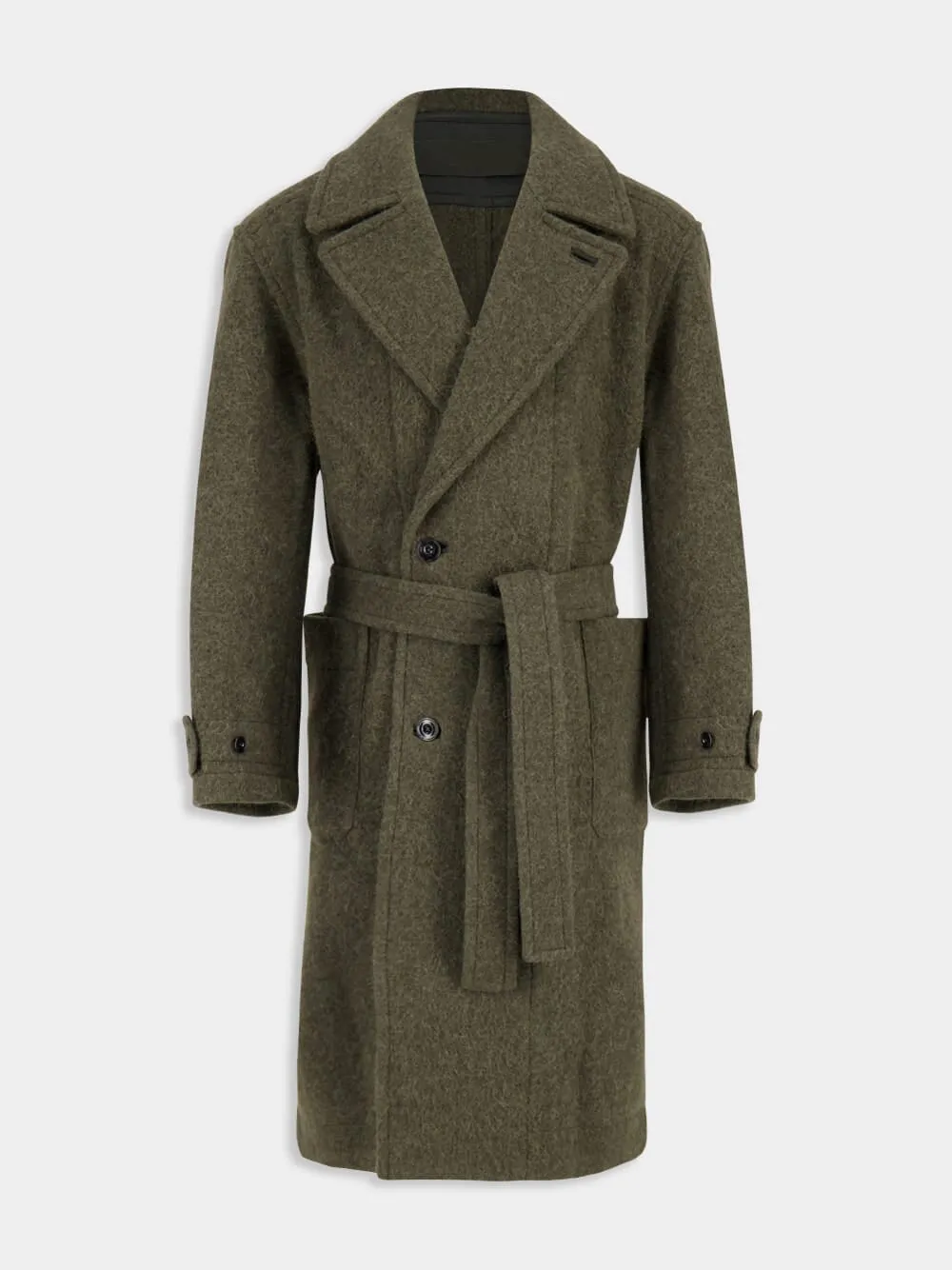 Dark Khaki Wool Alpaca Soft Coat sold by Fashion Clinic product image thumbnail 2