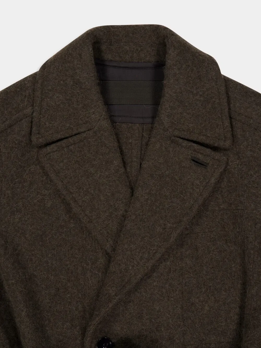 Dark Khaki Wool Alpaca Soft Coat sold by Fashion Clinic product image thumbnail 5