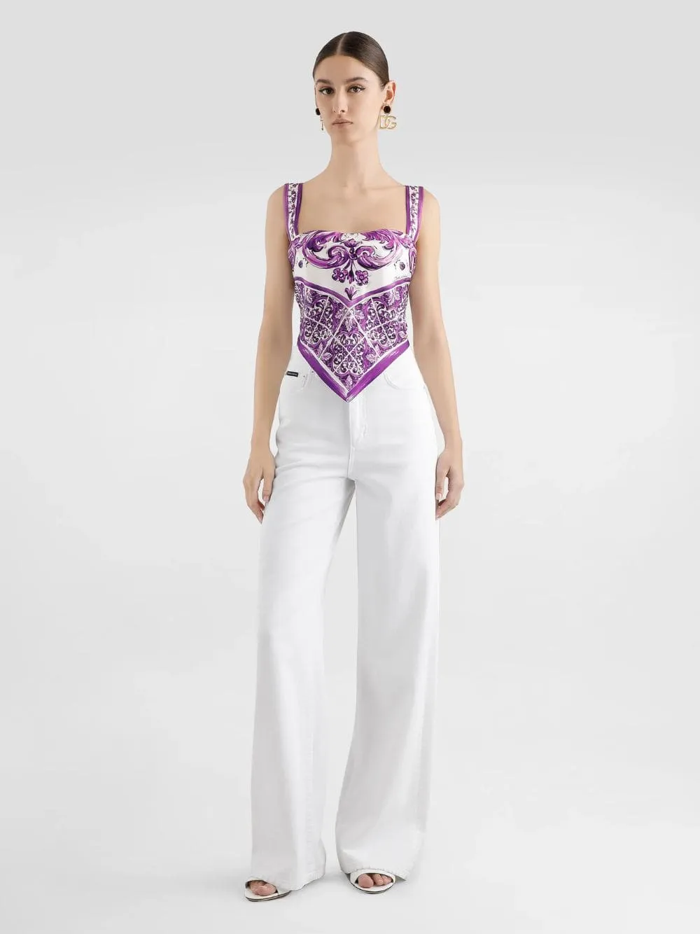 Majolica-Print Silk Foulard Top sold by Fashion Clinic