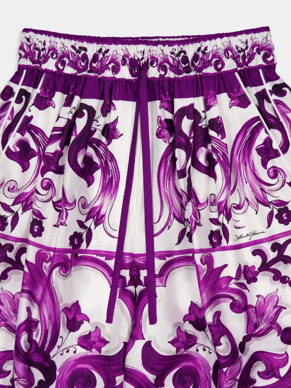 Majolica-Print Silk Twill Wide-Leg Trousers sold by Fashion Clinic product image thumbnail 5