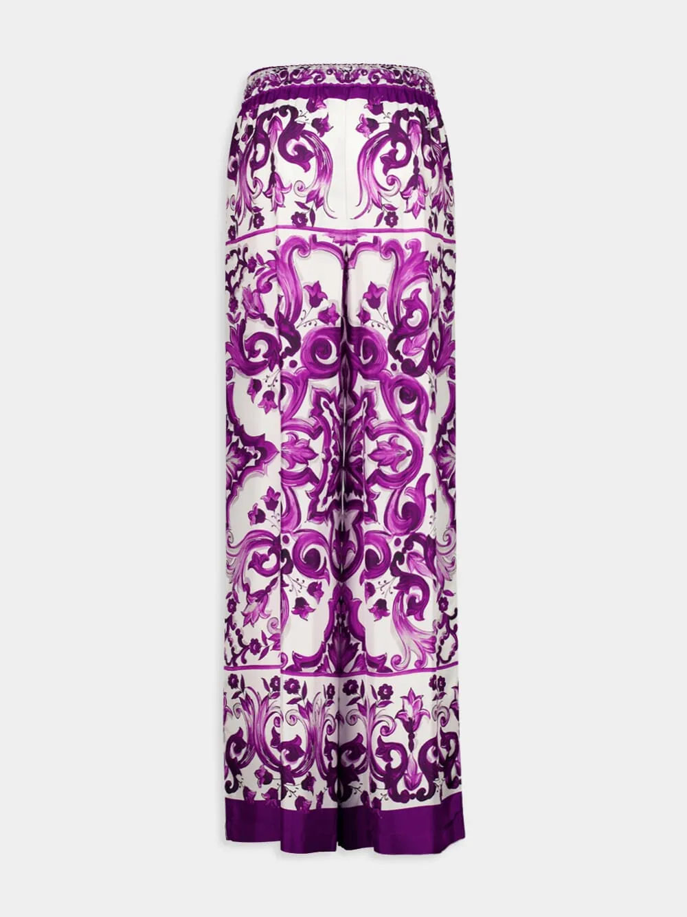 Majolica-Print Silk Twill Wide-Leg Trousers sold by Fashion Clinic product image thumbnail 4