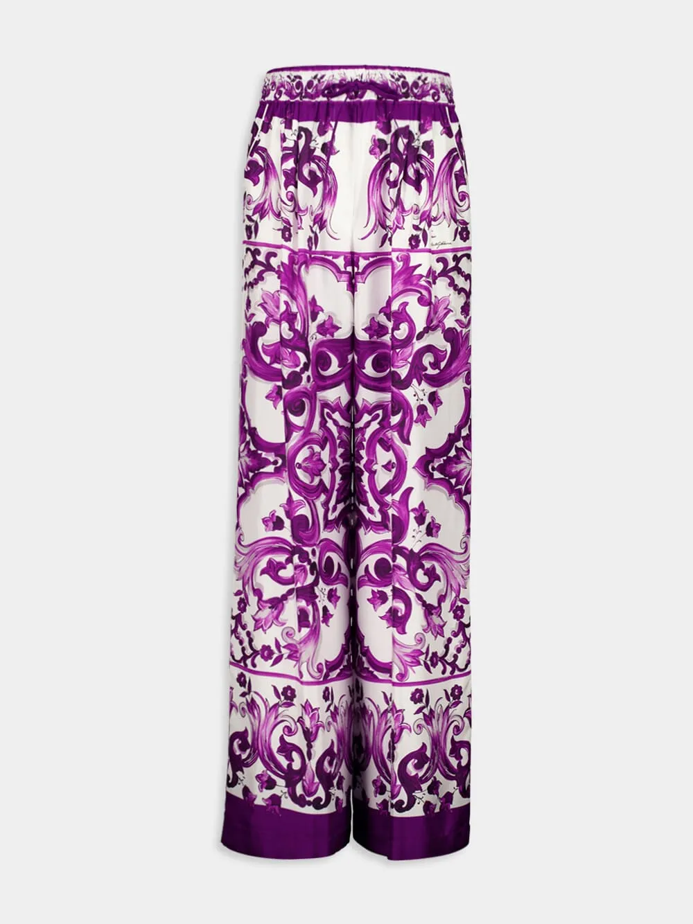 Majolica-Print Silk Twill Wide-Leg Trousers sold by Fashion Clinic product image thumbnail 2